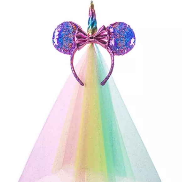 Disney Accessories - Disney - Unicorn Minnie Ears with Rainbow Veil, Brand New with Tags, Never Used